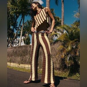 Free People Joan Fauxchet Set Striped Crochet Top Pants